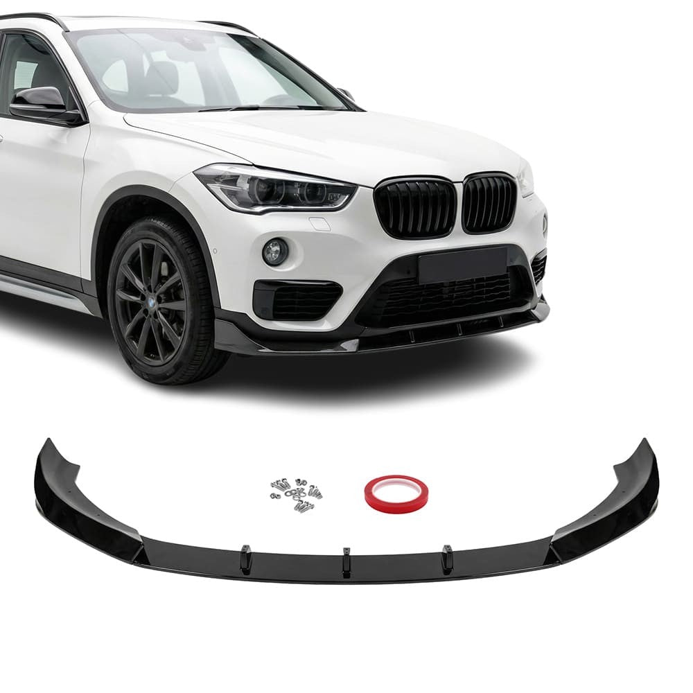 Aero Front bumper Lip for BMW X1 F48 (15-22) with standard bumper, glossy black