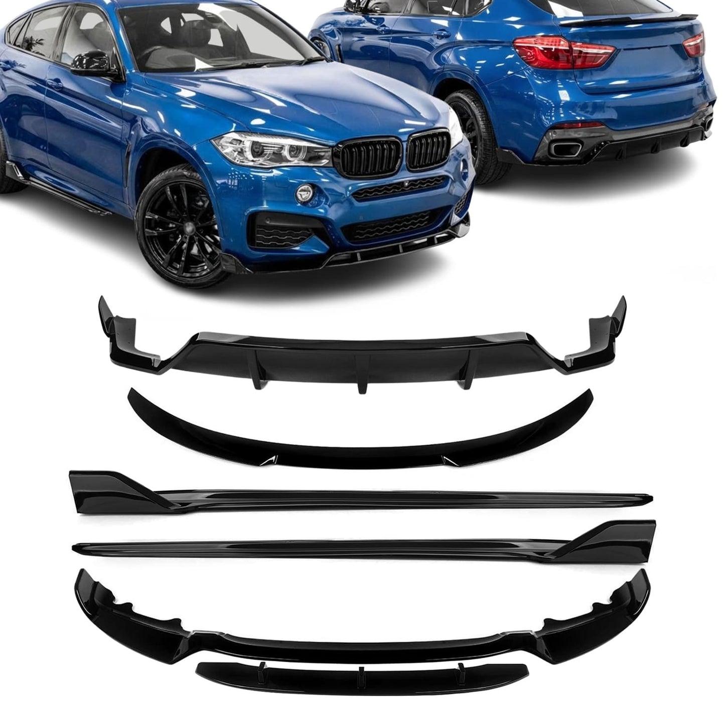Aero style Bodykit with Trunk Spoiler for BMW X6 F16 (15-19) M-Pack, glossy black