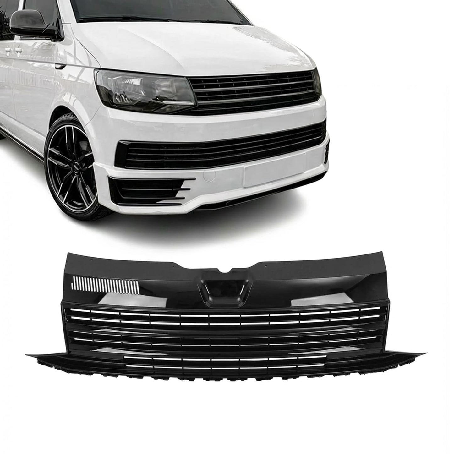 Badgeless Front Grille for VW T6 (15-19), glossy black