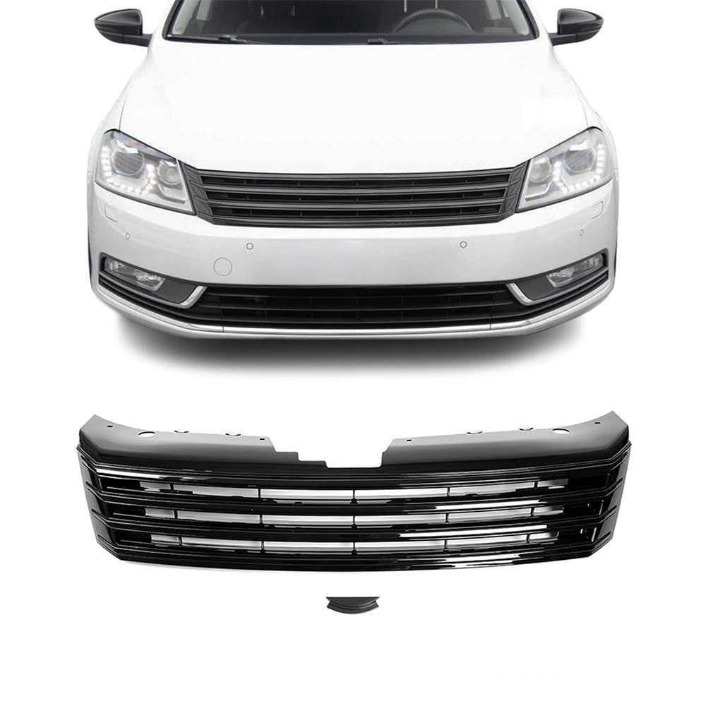 Badgeless grille for VW Passat B7 (10-15), glossy black