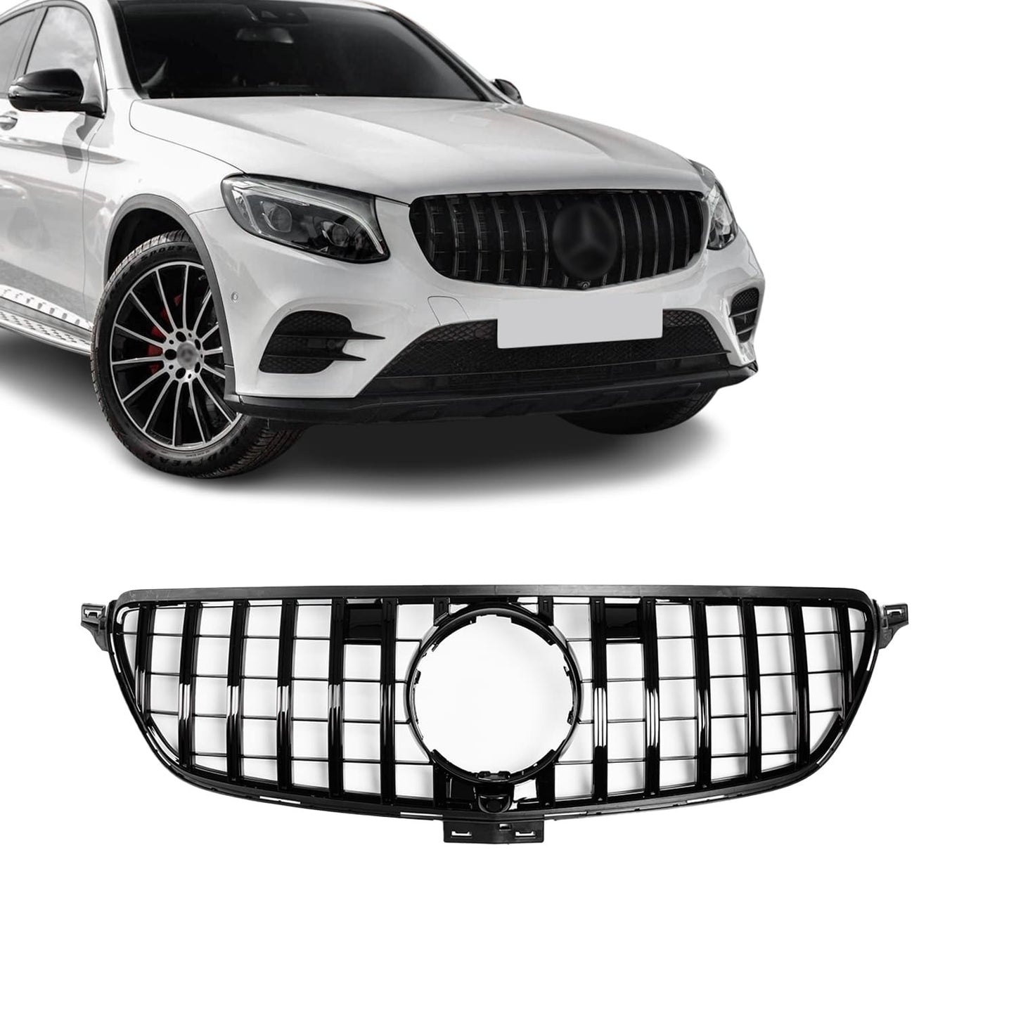 Front grille for Mercedes-Benz GLE W166 (15-19), glossy black