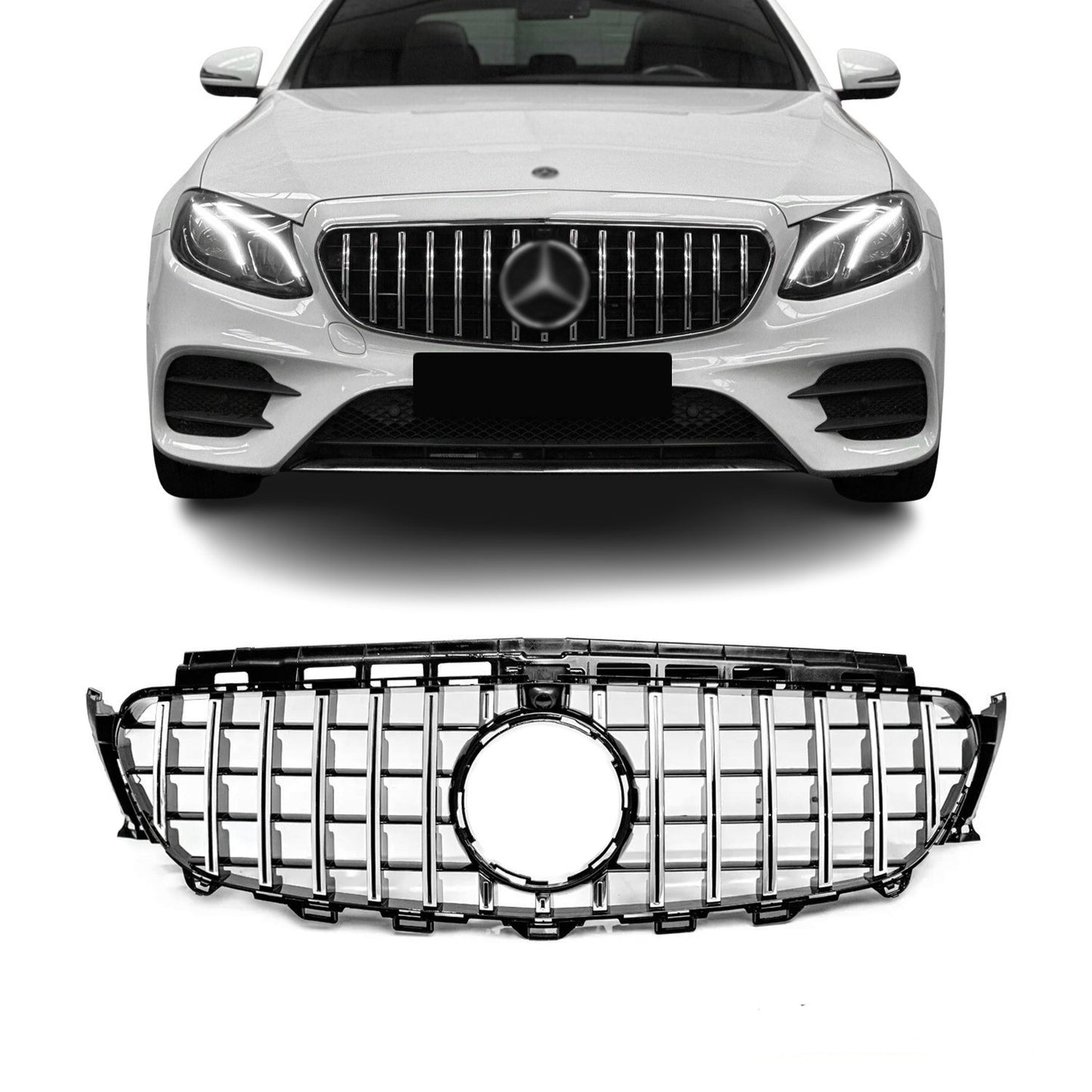 Front Grille for Mercedes W213 / S213 / C238 / A238, chrome + black