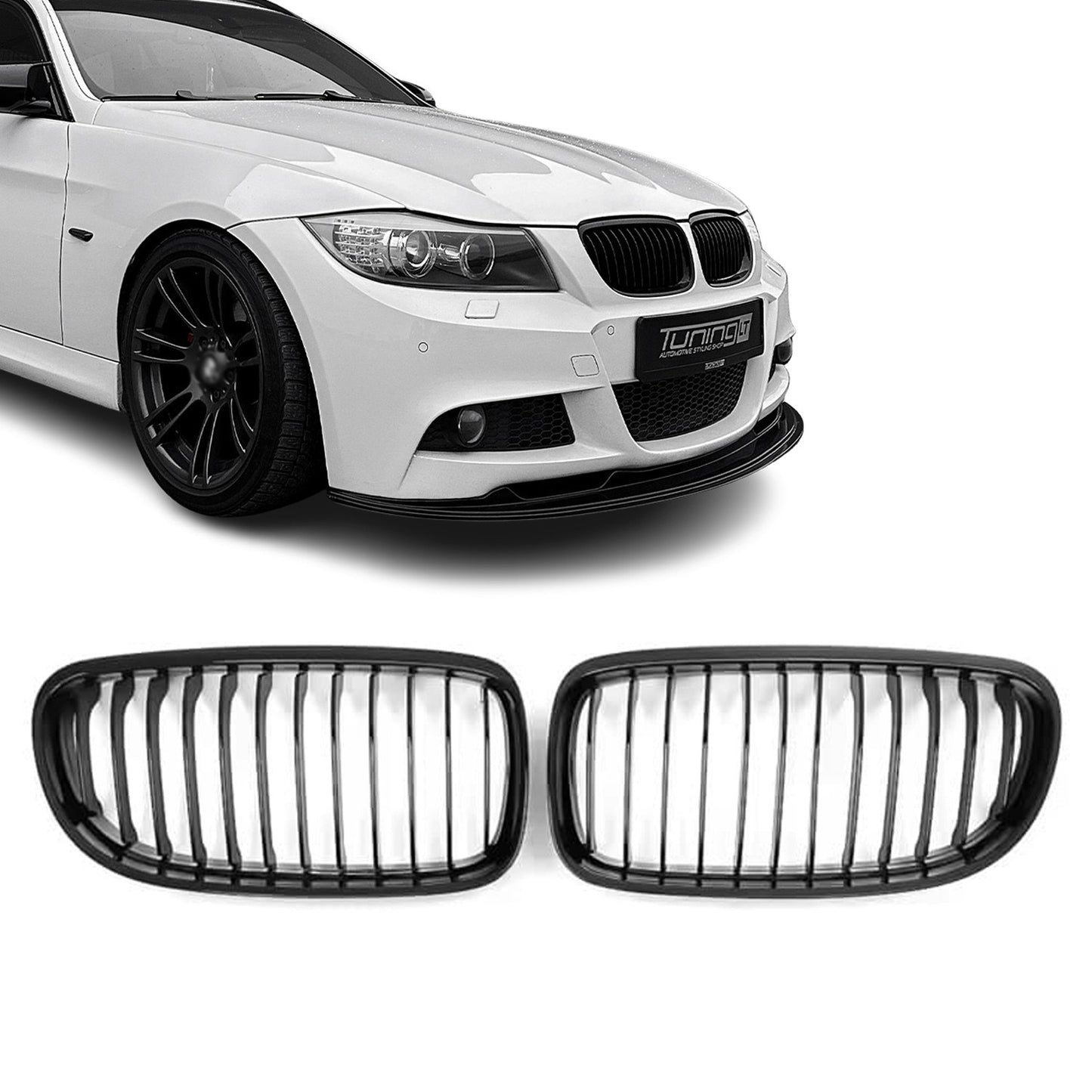 Front kidney Grille set for BMW E90 / E91 LCI (08-11), glossy black