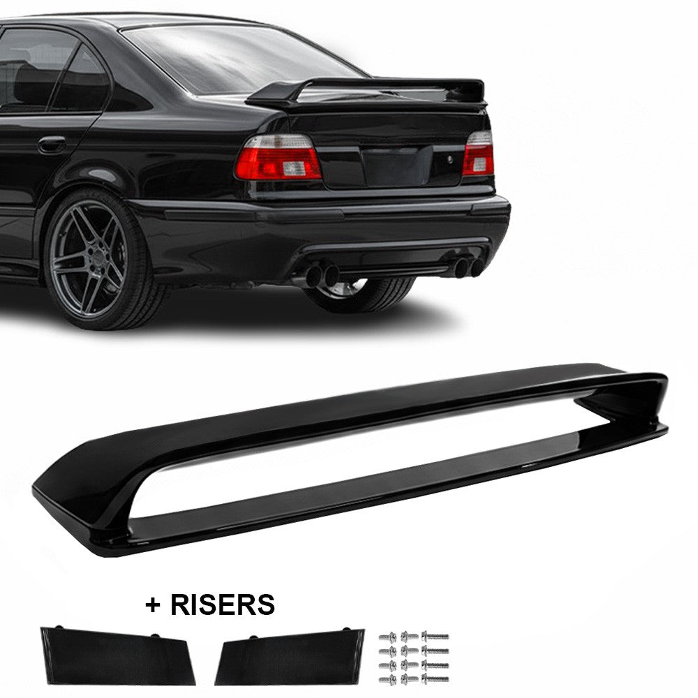 HM-style Trunk Spoiler + Risers set for BMW E39 sedan, glossy black
