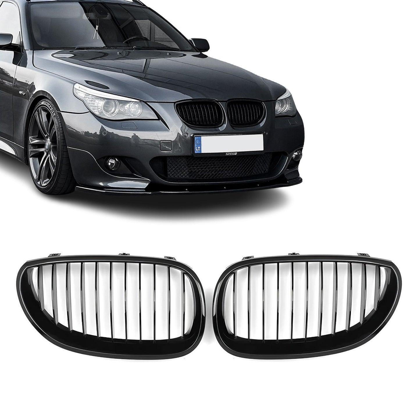 Front kidney Grille set for BMW E60 / E61 (03-10), glossy black