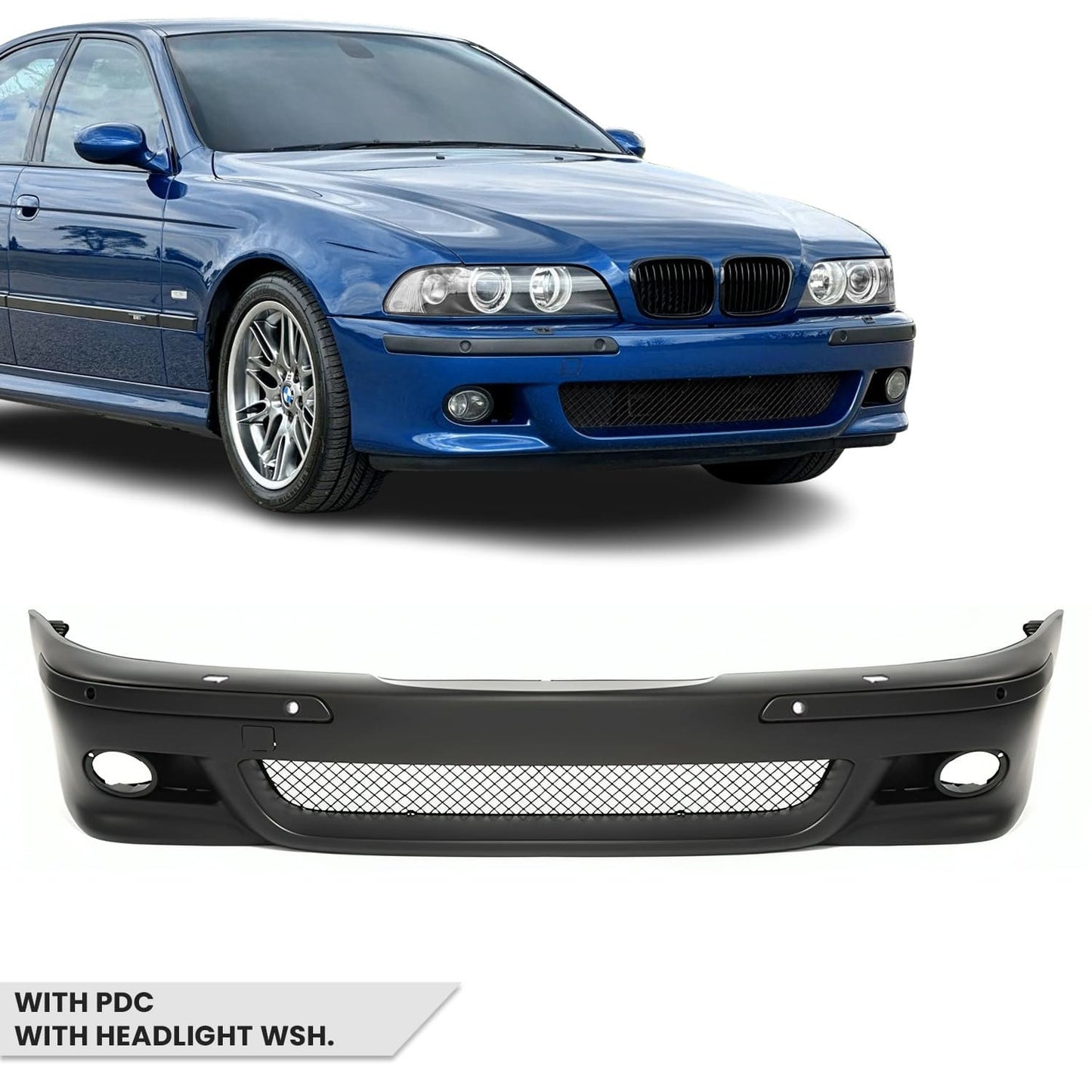 M Pack Front Bumper for BMW E39, with PDC, with headlight washers