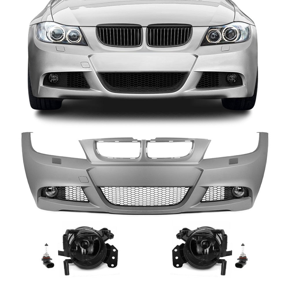 M-Pack LCI-look Front Bumper for BMW E90 / E91 PRE-LCI (05-08), with smoked fog lights