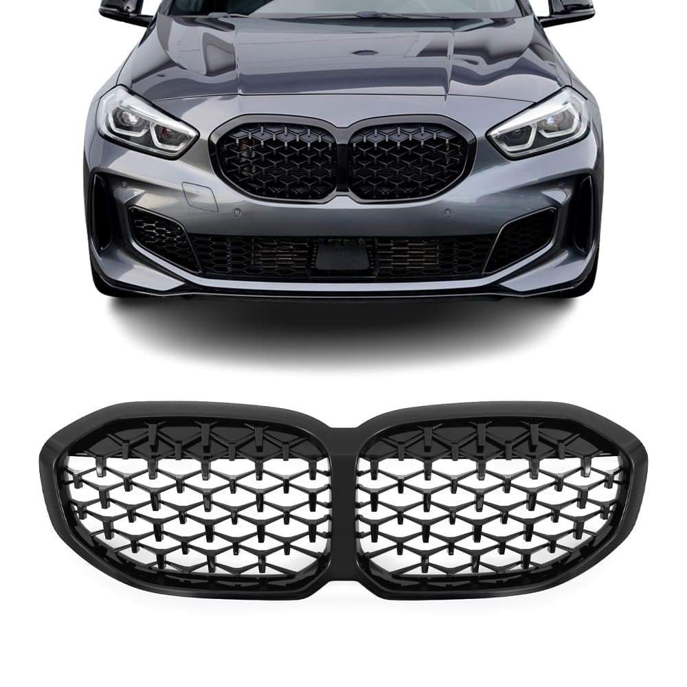 M140-style Front kidney Grille for BMW F40 (19-24), glossy black