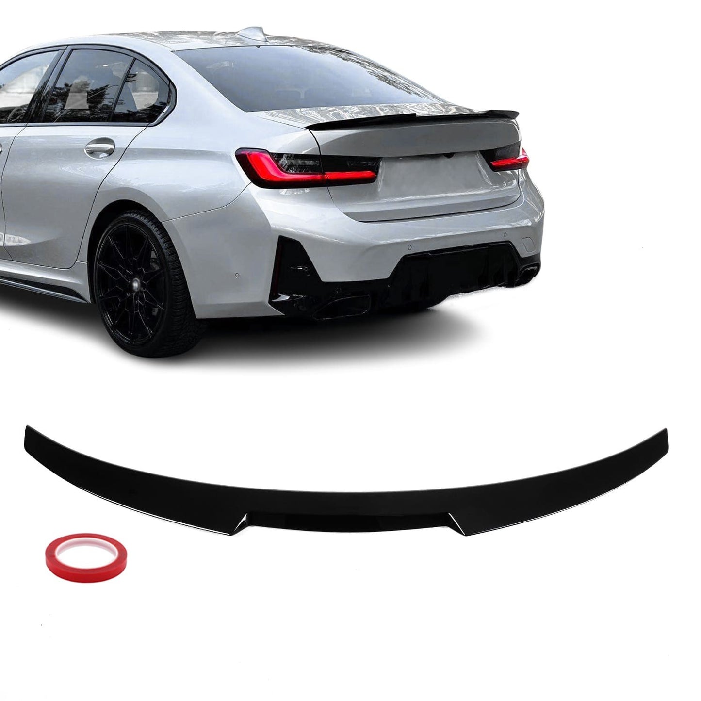 M4-style Trunk Spoiler for BMW G20 / G80 sedan, glossy black