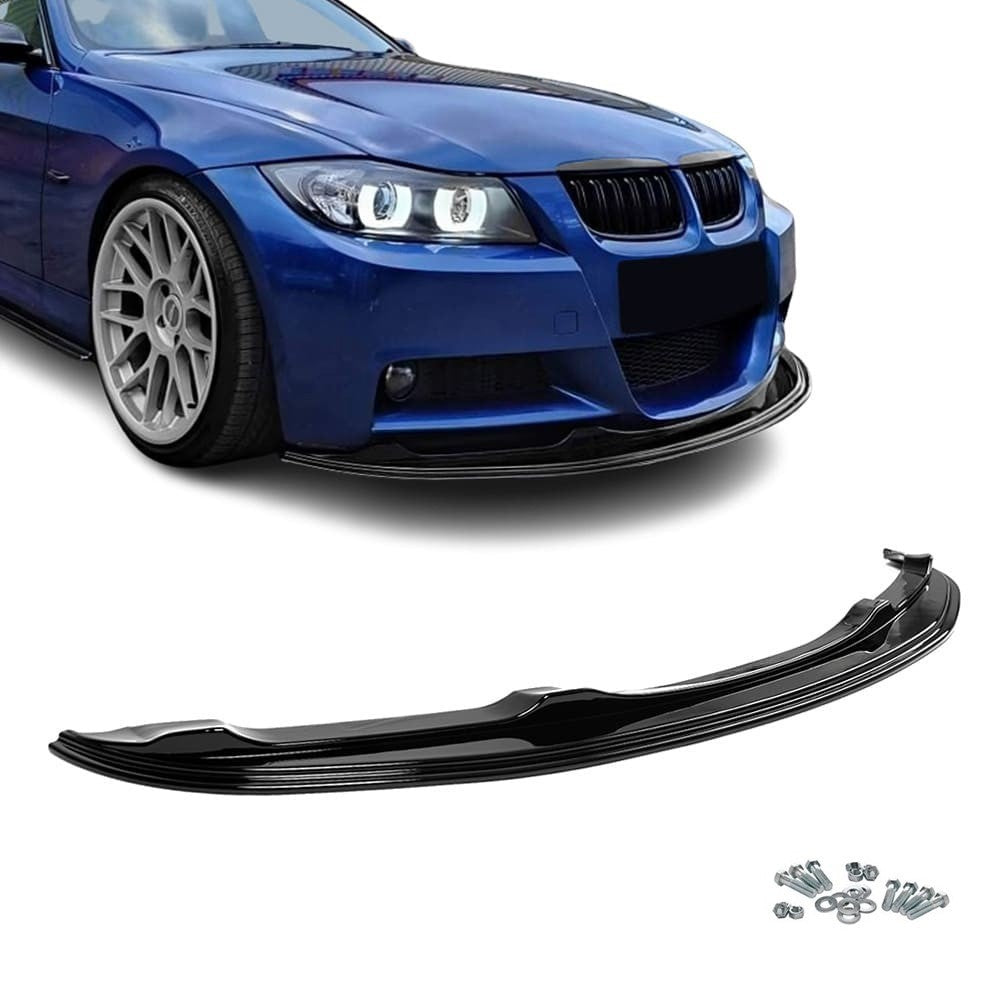 WR Front bumper Lip Spoiler for BMW E90 / E91 PRE-LCI (05-08) with M-Pack, glossy black