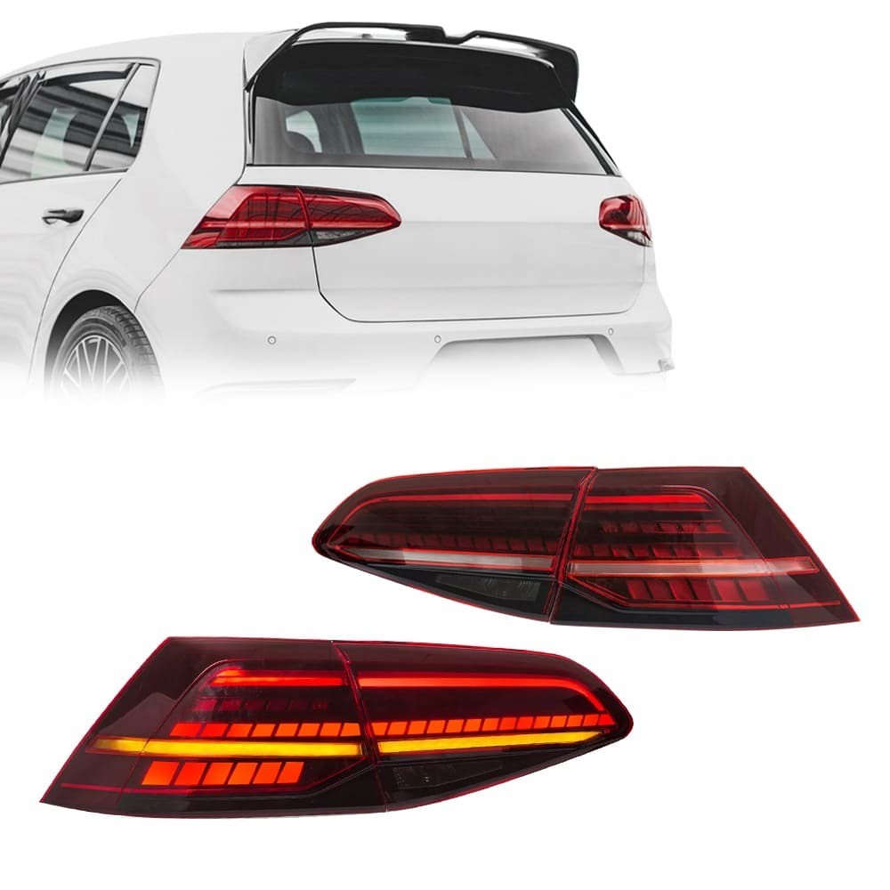 R style LED Tail Lights set with Dynamic turn signals for VW Golf MK7 (13-19) hatchback