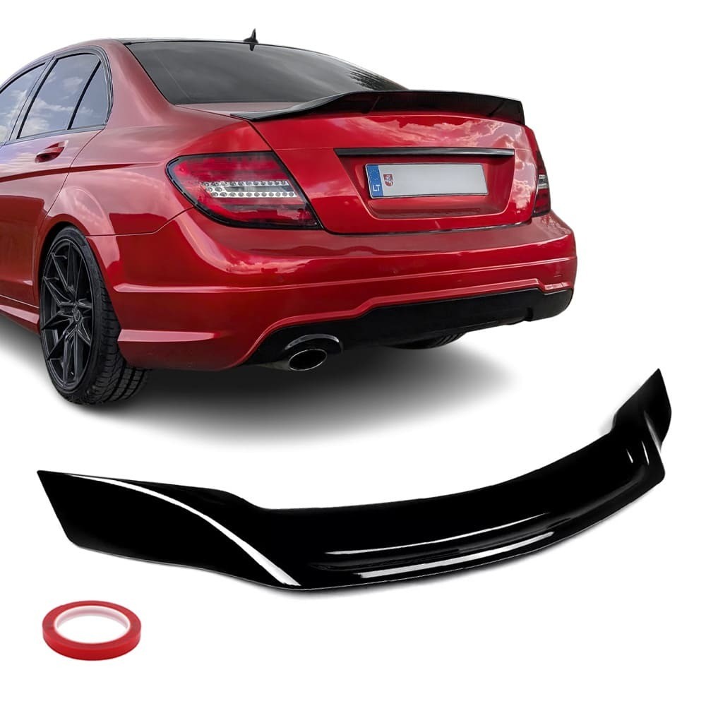 R-style Trunk Spoiler for Mercedes W204 sedan (07-14), glossy black