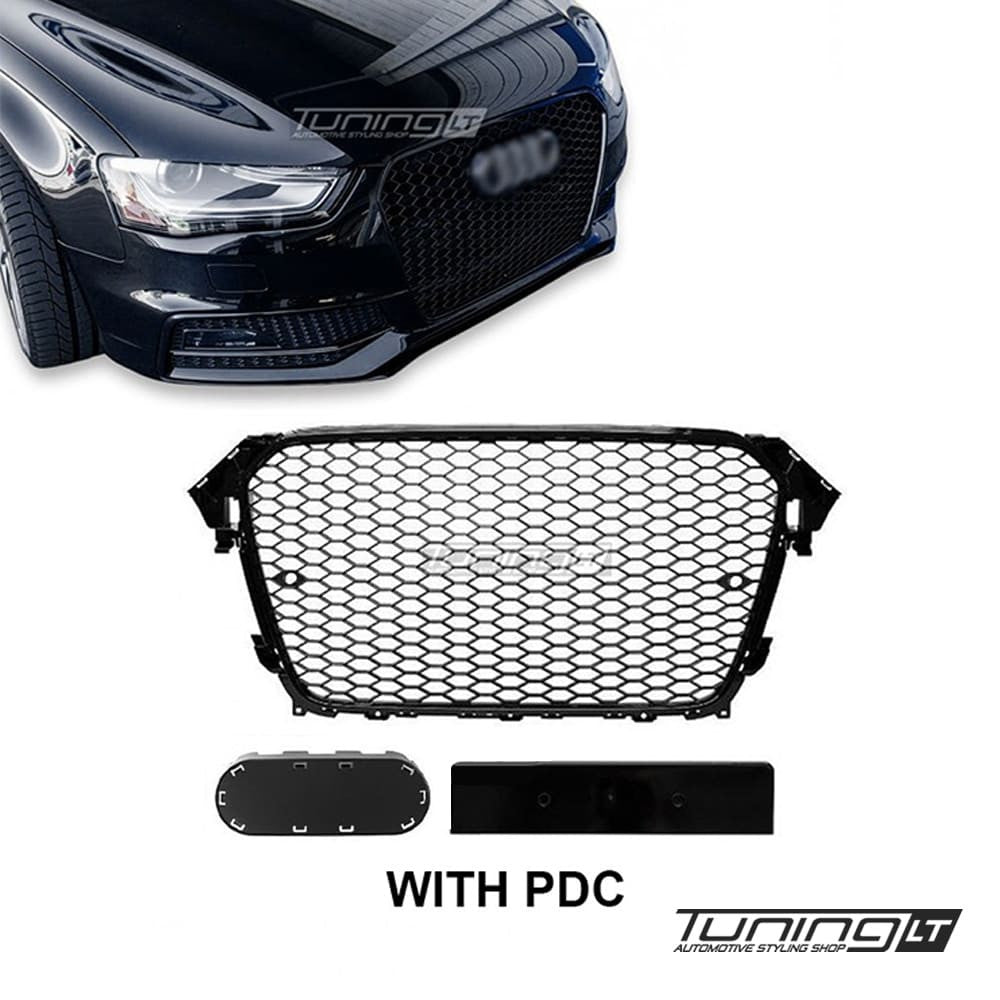 RS-design Front Grille for Audi A4 B8.5 / S4 B8.5 (12-15) with PDC, glossy black