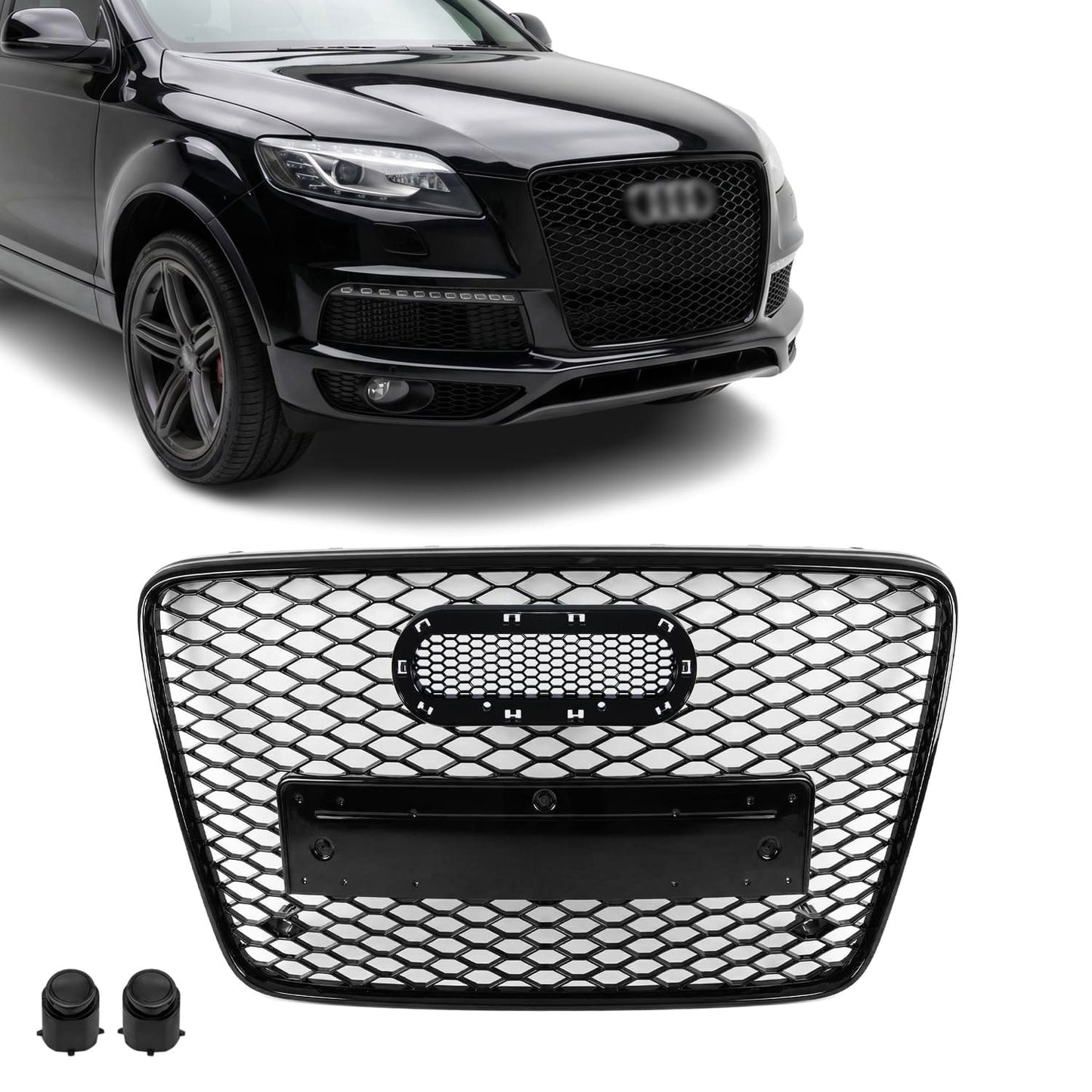 RS-style Front Grille for Audi Q7 4L (06-15), glossy black
