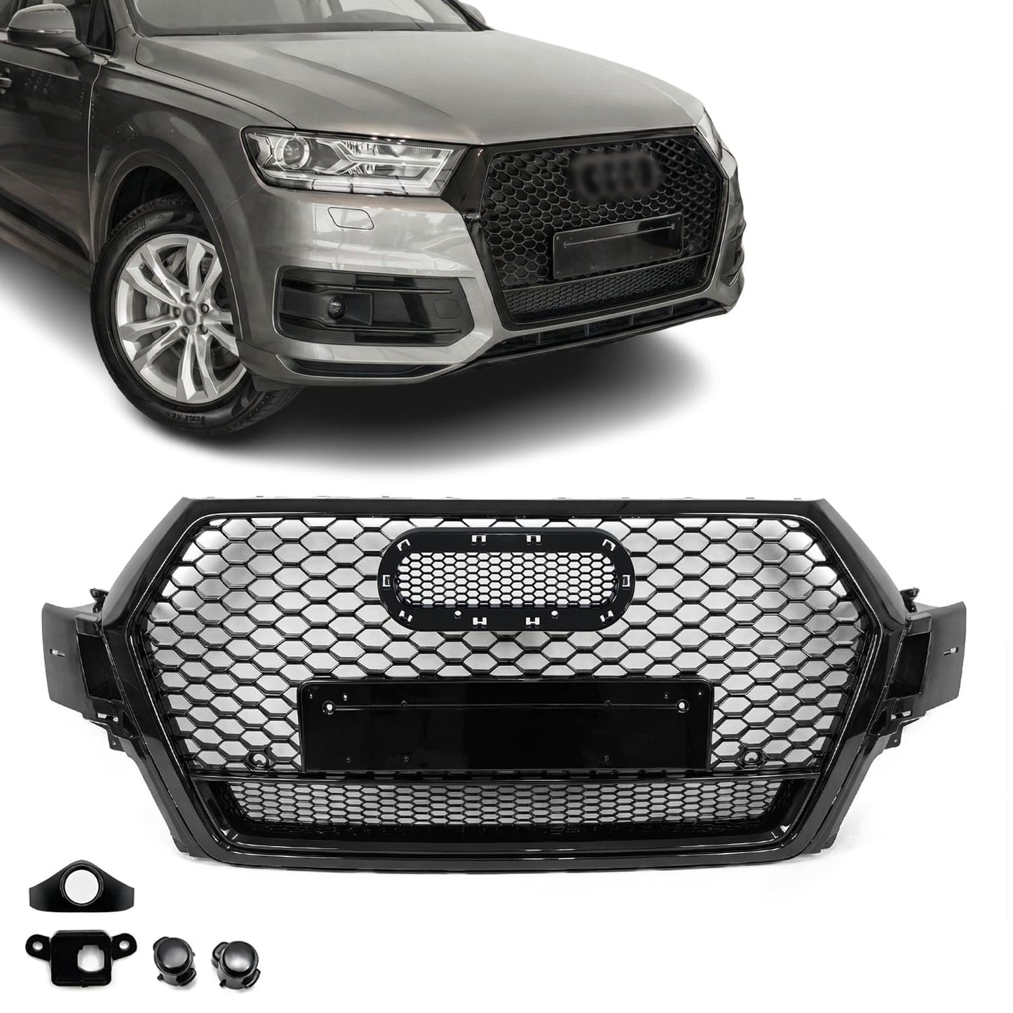 RS-style Front Grille for Audi Q7 4M / SQ7 4M pre-facelift (15-19), glossy black