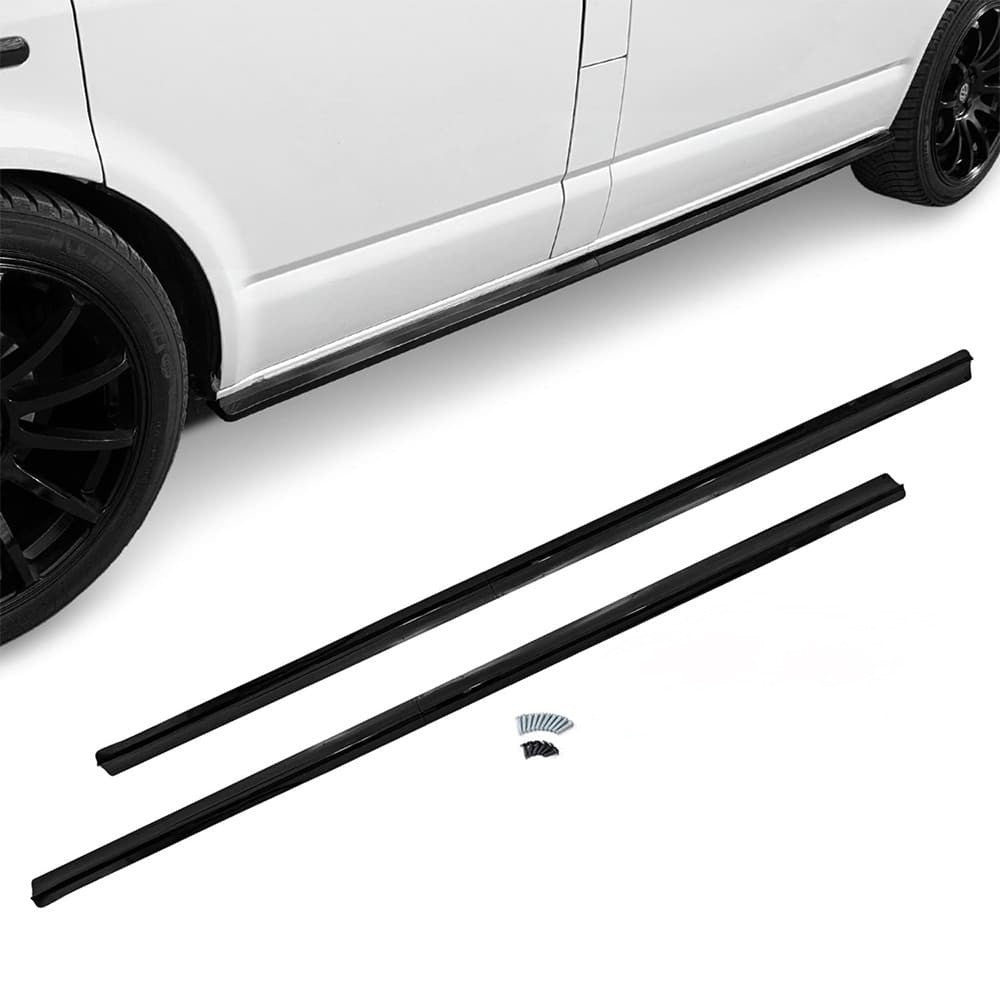MX-Style Side Skirt Extensions set for VW T5 / T5.1 / T6 / T6.1 short weel base, glossy black