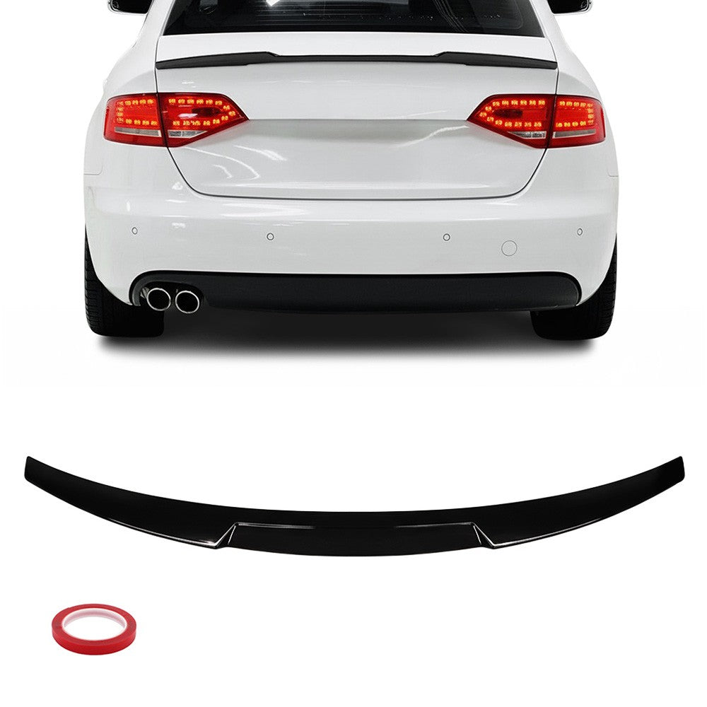 V style Trunk Spoiler for Audi A4 B8 sedan (08-15), glossy black