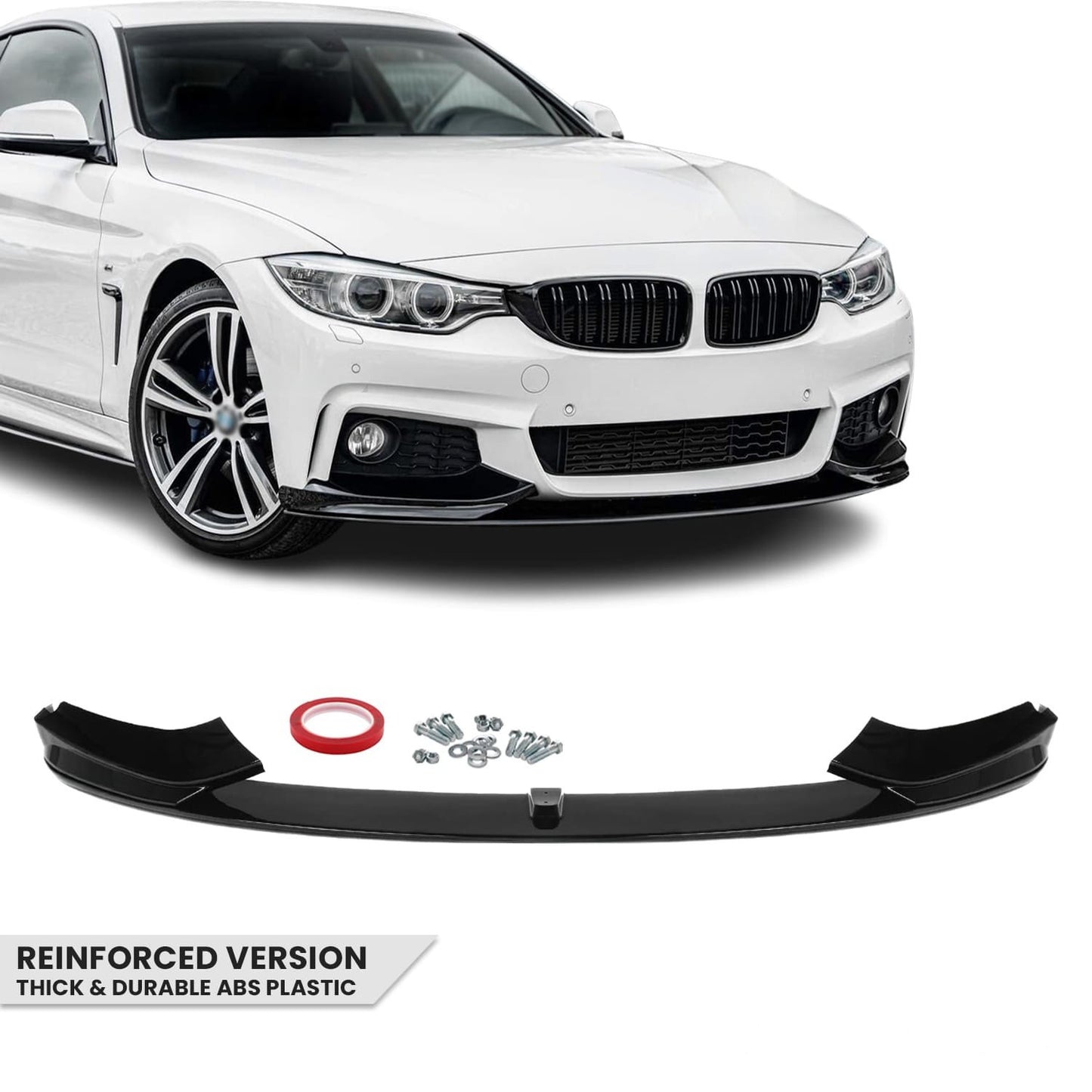 Performance Front bumper Lip for BMW F32 / F33 / F36, glossy black V2: EXTRA-STRONG VERSION