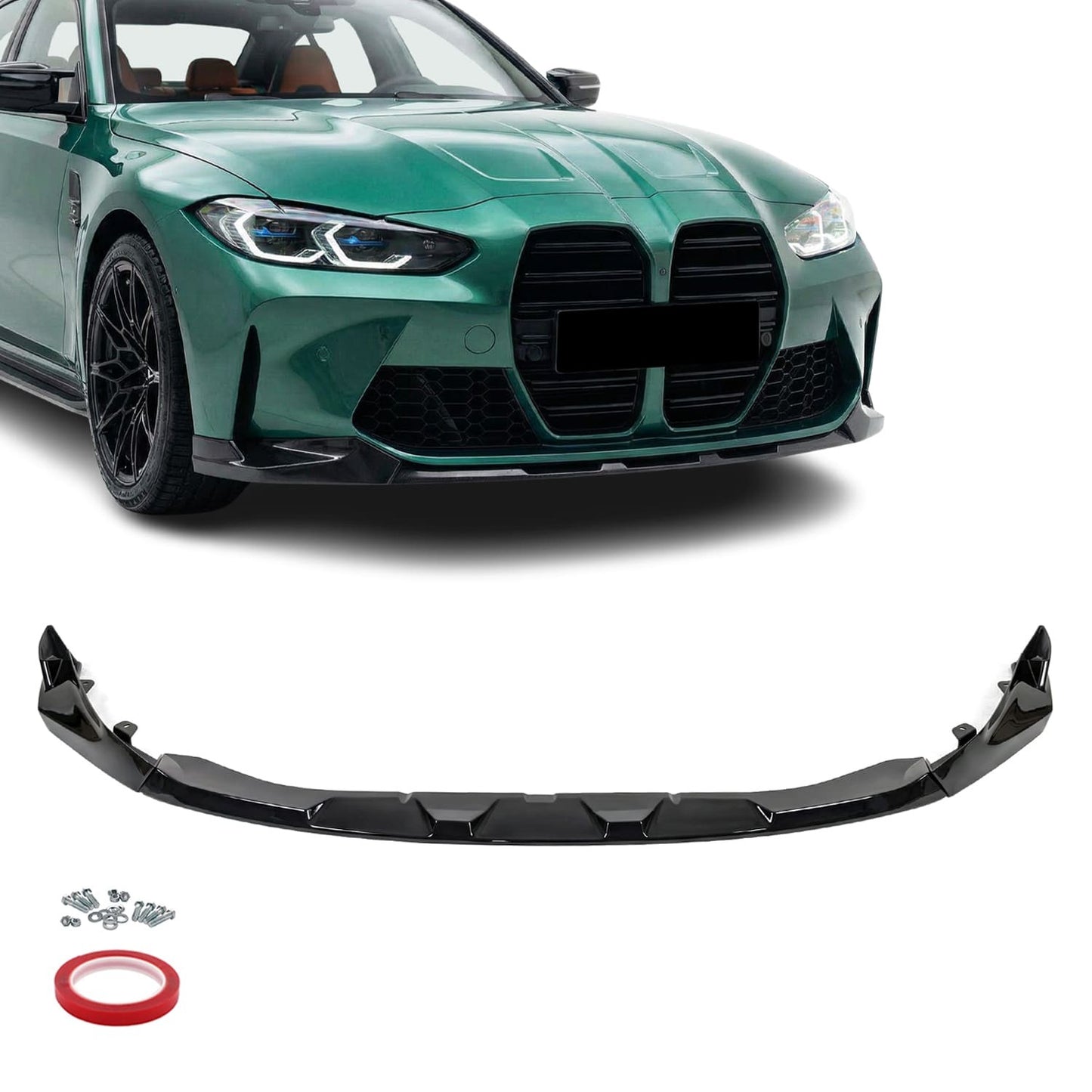 WR Front bumper Lip for BMW M3 G80, M4 G82 / G83, glossy black