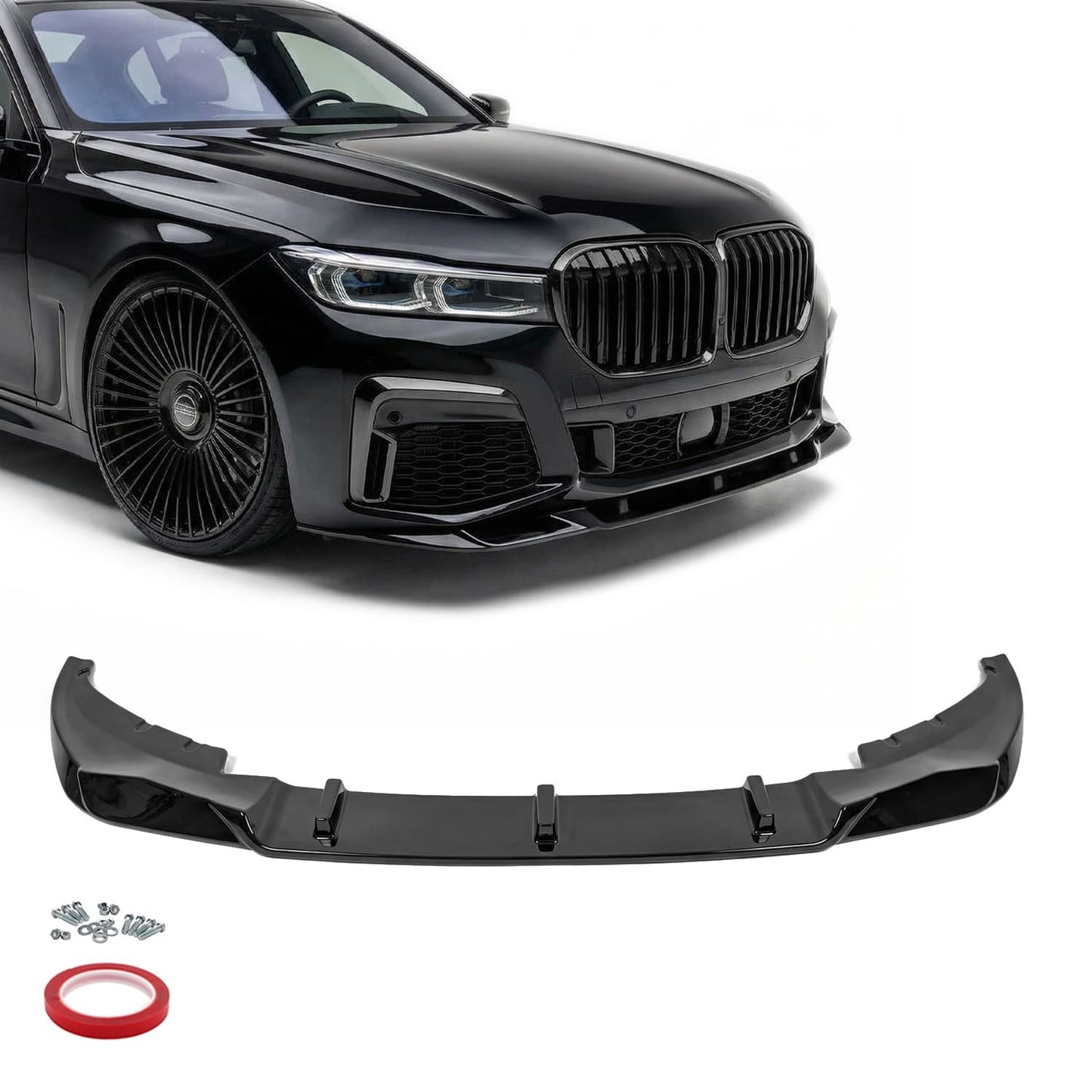 WR Front bumper Lip Spoiler for BMW G11 / G12 LCI (19-22) with M-Pack, glossy black