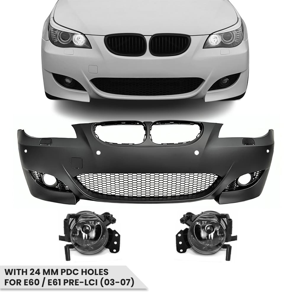 BMW E60 / E61 PRE-LCI (03-07) M5 Stiilis Eesmine Stange PDC Aukudega (24mm) ja Udutuledega