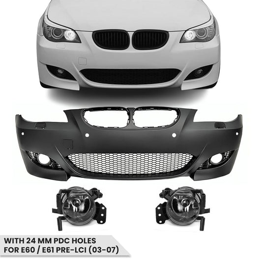 BMW E60 / E61 PRE-LCI (03-07) M5 Stiilis Eesmine Stange PDC Aukudega (24mm) ja Udutuledega