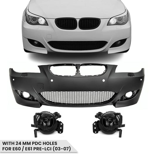 BMW E60 / E61 PRE-LCI (03-07) M5 Stiilis Eesmine Stange PDC Aukudega (24mm), Koos Toonitud Udutuledega