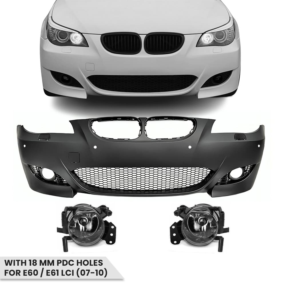 BMW E60 / E61 LCI (07-10) M5 Stiilis Eesmine Stange PDC Aukudega (18mm) ja Udutuledega