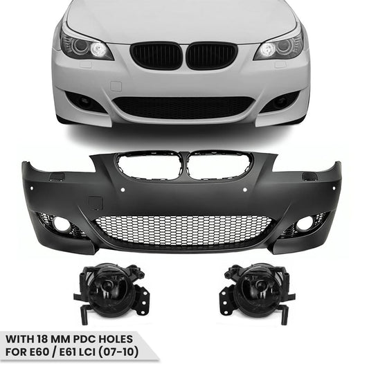 BMW E60 / E61 LCI (07-10) M5 Stiilis Eesmine Stange PDC Aukudega (18mm), Koos Toonitud Udutuledega