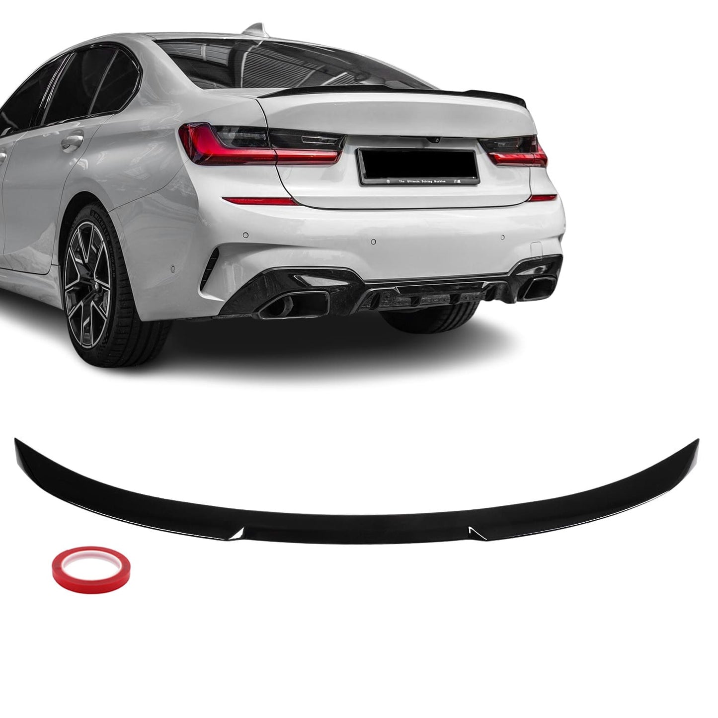 BMW G20 / G80 M3 Stiilis Pagasiluugi / Tagaluugi Spoiler, Läikiv Must