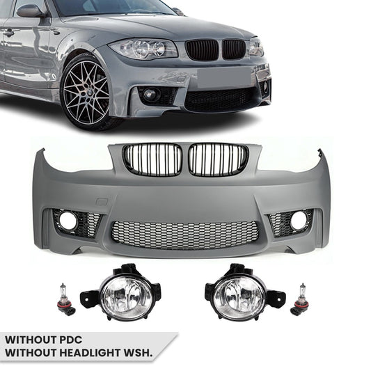 1M style Front Bumper for BMW E81 / E82 / E87 / E88 (04-13), without PDC and without washer holes, with fog lights