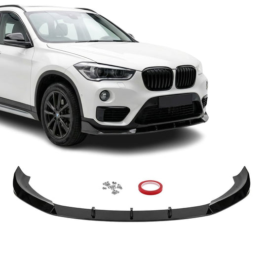 Aero Front bumper Lip for BMW X1 F48 (15-22) with standard bumper, glossy black