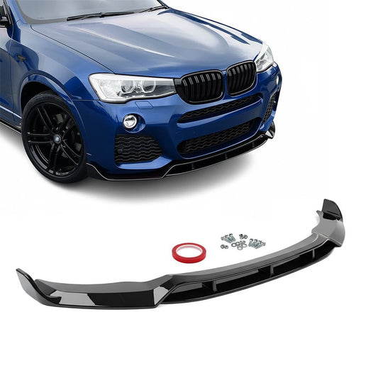 Aero style Front Lip for BMW X3 F25 LCI / X4 F26 (14-18) with M-Pack, glossy black