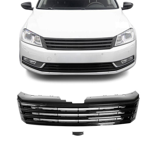 Badgeless grille for VW Passat B7 (10-15), glossy black