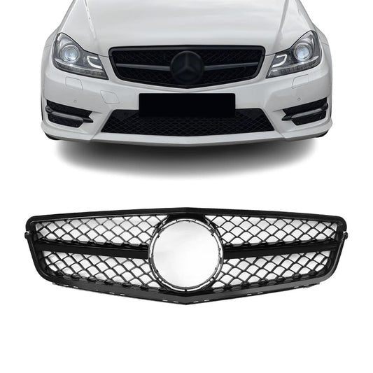 C63 style Front Grille for Mercedes W204 / S204 / C204 (07-14), glossy black