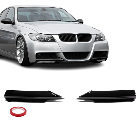Front Bumper Splitters / Flaps, set for BMW E90 / E91 PRE-LCI (05-08) with M-Pack, glossy black