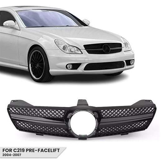 Front Grille for Mercedes-Benz CLS (C219 / W219) prefacelift (04-07), glossy black