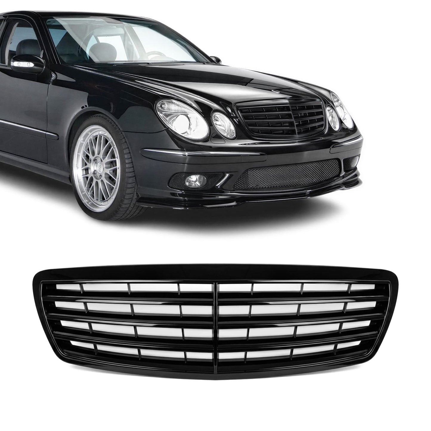 Front Grille for Mercedes-Benz W211 / S211 PRE-FL (03-06), Läikiv Must