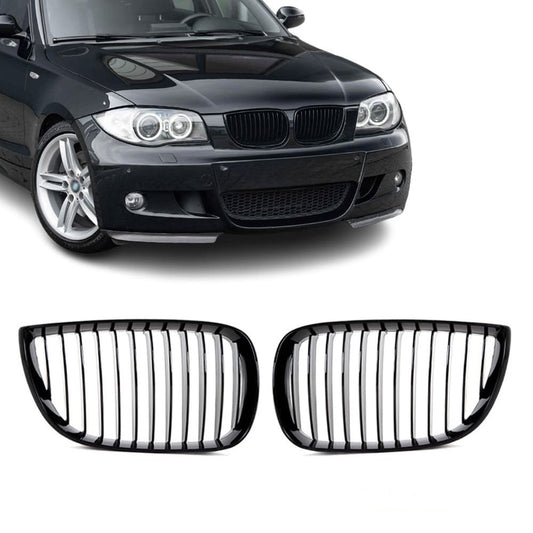 Front Kidney Grille set for BMW E81 / E87, glossy black