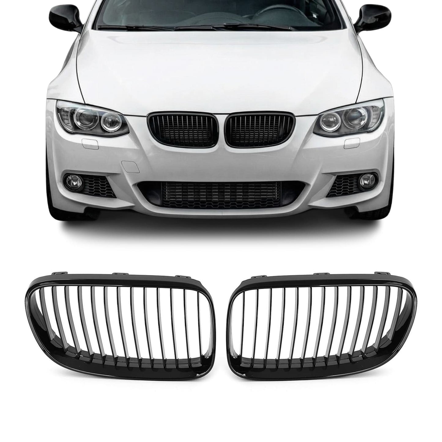 Front kidney Grille set for BMW E92 / E93 LCI (10-13), glossy black