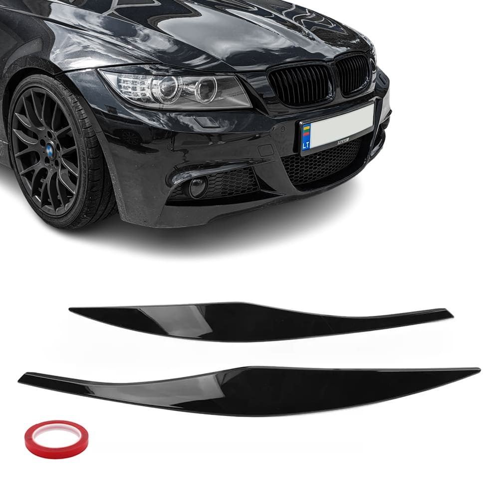 Headlight Eyebrows / Trims set for BMW E90 / E91 (05-11), glossy black