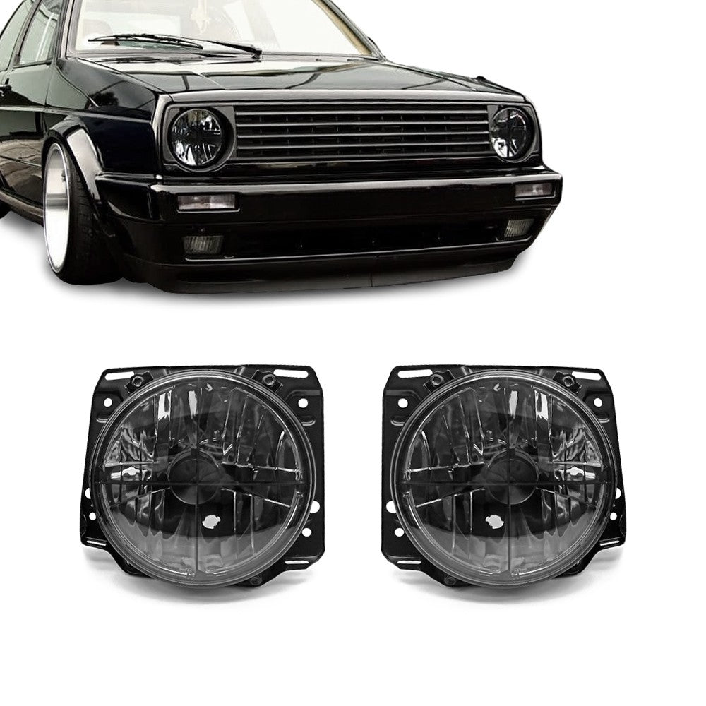 Headlights with crosses for VW Golf MK2 (84-91), smoked