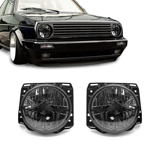 Headlights with crosses for VW Golf MK2 (84-91), smoked