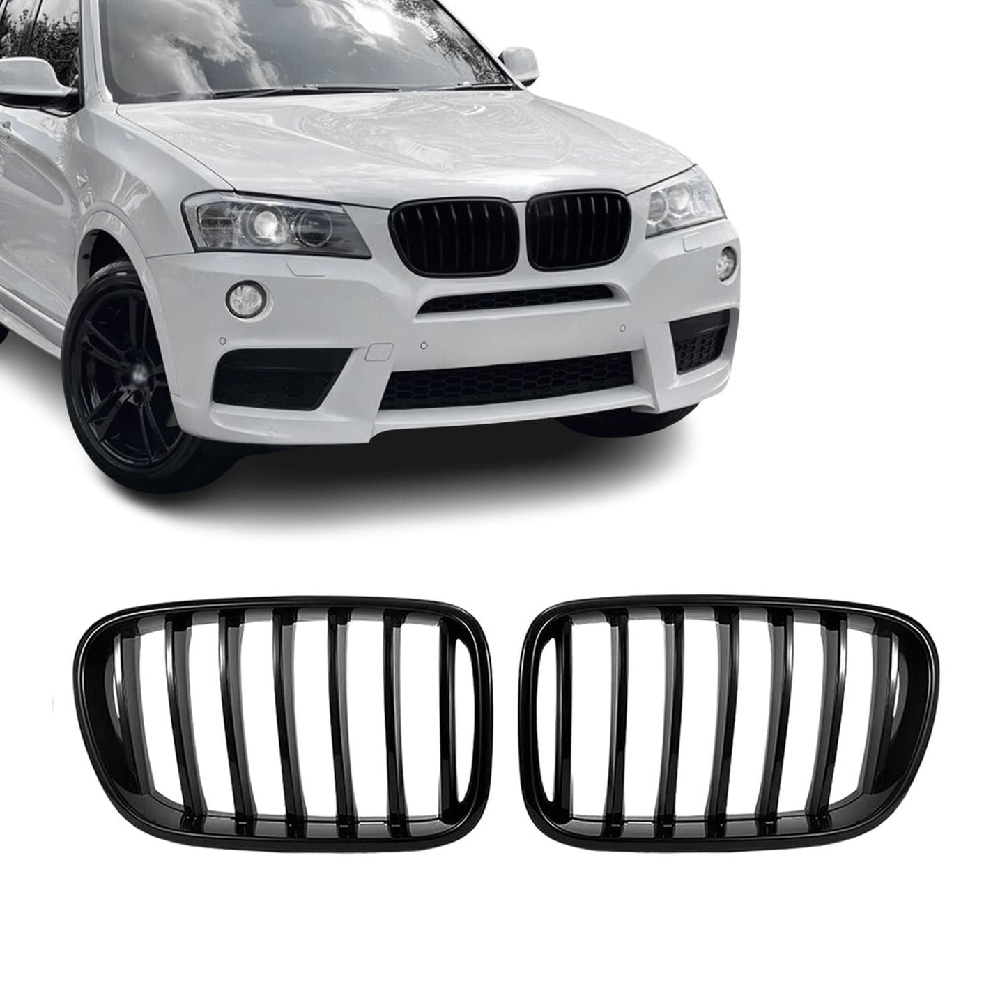 Front kidney Grille set for BMW X3 F25 PRE-LCI (11-14), glossy black
