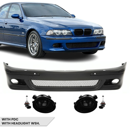 M Pack Front Bumper for BMW E39, with PDC and headlight washers, with smoked fog lights