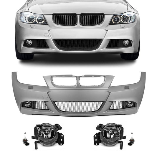 M-Pack LCI-look Front Bumper for BMW E90 / E91 PRE-LCI (05-08), with clear fog lights