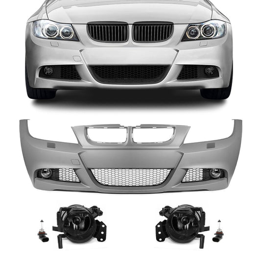 M-Pack LCI-look Front Bumper for BMW E90 / E91 PRE-LCI (05-08), with smoked fog lights