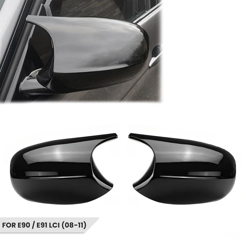 M style V2 Mirror Caps set for BMW E90 / E91 LCI (09-11), glossy black
