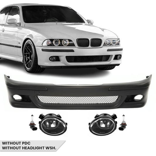 M Pack Front Bumper for BMW E39, without PDC, without headlight washers, with clear fog lights