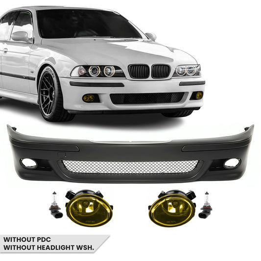 M Pack Front Bumper for BMW E39, without PDC, without headlight washers, with yellow fog lights